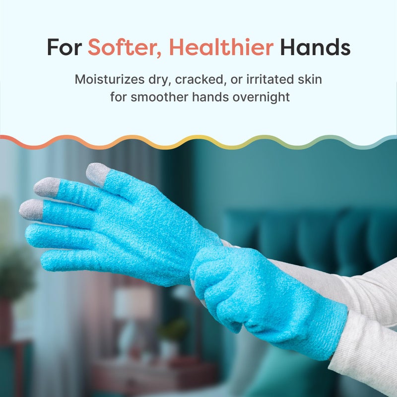 Zentoes قفازات زين توز المرطبة لليدين الجافة، جل م infused بزيت بذور الجوجوبا، زيت الزيتون وفيتامين E، مرطب لليدين طوال الليل (OSFM، أزرق فuzzy مع نصائح وسائط) - Image 2